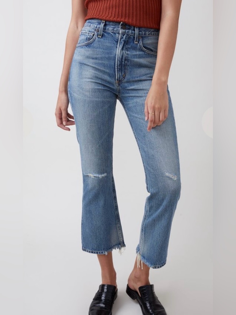 Citizens of Humanity Estella Distressed Cropped Flare Jeans - Size 28